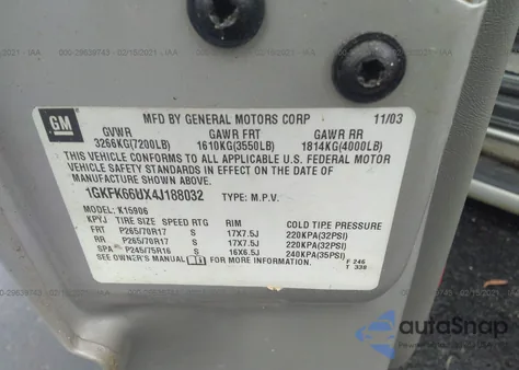 2004 GMC Yukon Xl Denali from USA, damaged, VIN 1GKFK66UX4J188032